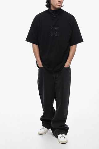 Logoed T-Shirt with Tech Fabbric Double Collar