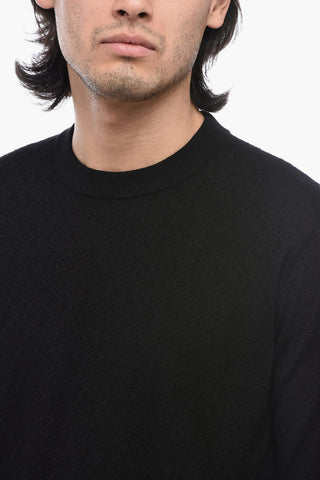 Crew Neck Jacquard Silk Blend Sweater
