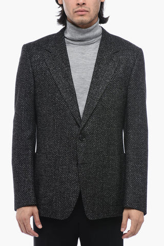 TAILORED Blazer in Lana Motivo Spigato con Rever Classico