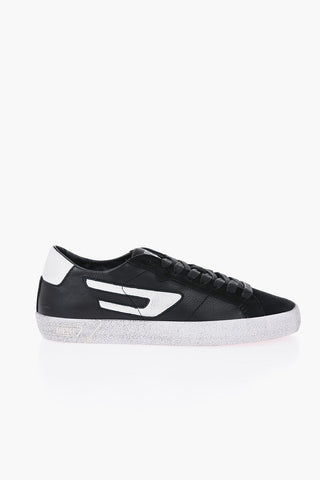 Vintage Effect Leather and Suede S-LEROJI Low Top Sneakers