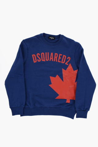 Brushed Cotton RELAX Crew-neck Sweatshirt with Contrasting Logo