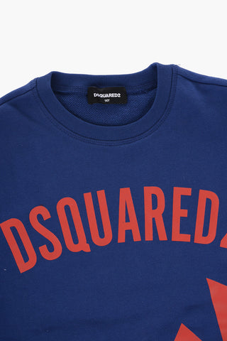 Brushed Cotton RELAX Crew-neck Sweatshirt with Contrasting Logo