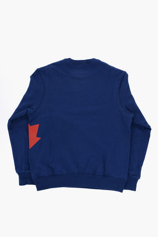 Brushed Cotton RELAX Crew-neck Sweatshirt with Contrasting Logo