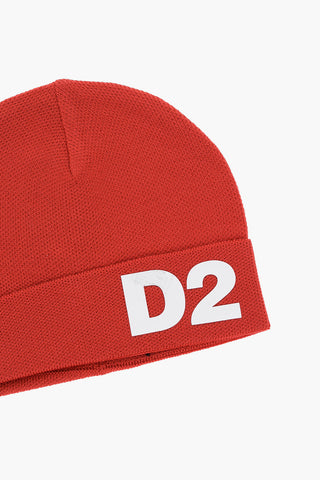 Solid Color Beanie with Contrasting Logo