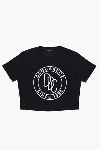 T-shirt Girocollo con Logo in Rilievo