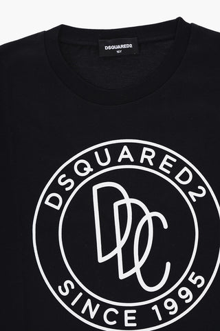 T-shirt Girocollo con Logo in Rilievo