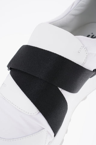 Leather and Fabric Low-Top Sneakers with Velcro Closure
