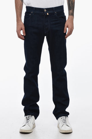 ID Stretch Cotton Regular Fit Denims with Dark Wash