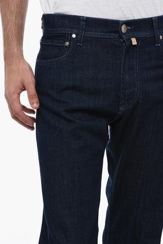 ID Stretch Cotton Regular Fit Denims with Dark Wash