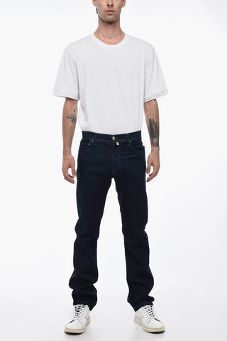 ID Stretch Cotton Regular Fit Denims with Dark Wash