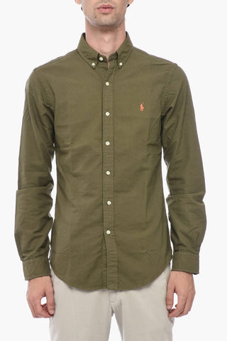 Cotton Slim Fit Shirt with Button-down Collar