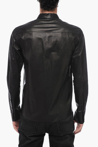Leather Unlined Shirt with Double Chest Pocket
