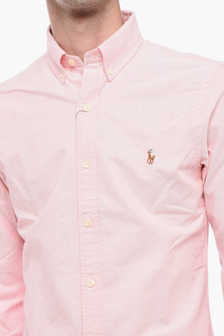 Slim Fit Hopsack Cotton Shirt with Button-down Collar