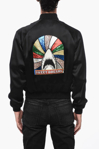 Viscose Bomber Jacket with Shark Patch