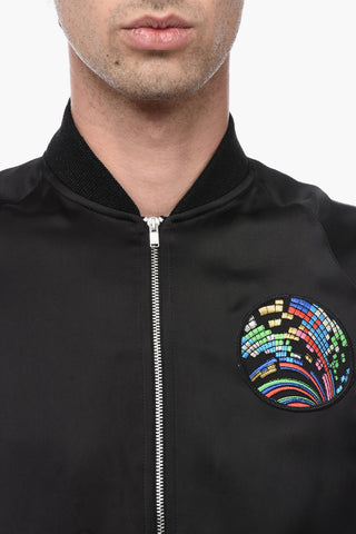 Viscose Bomber Jacket with Shark Patch