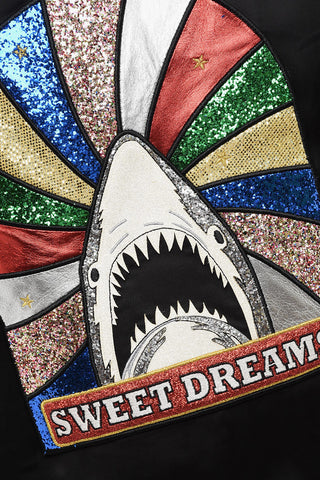 Viscose Bomber Jacket with Shark Patch