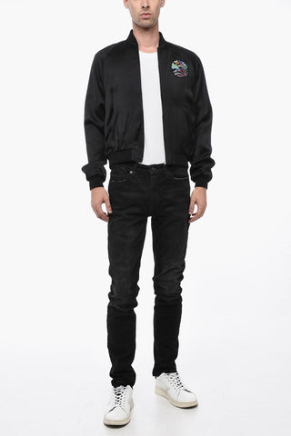 Viscose Bomber Jacket with Shark Patch