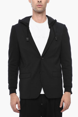 Blazer in Lana Vergine con Cappuccio Removibile