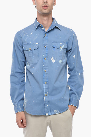Classic Fit Saharan Shirt with Paint Effect Print