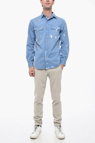 Classic Fit Saharan Shirt with Paint Effect Print