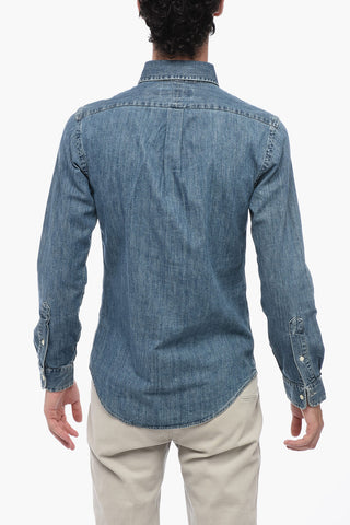 Button-down Denim Shirt with Embroidered Logo