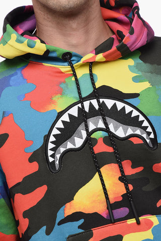 Multicolored Hoodie Sweatshirt with Embroidered Logo