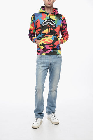 Multicolored Hoodie Sweatshirt with Embroidered Logo