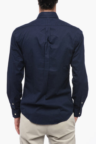 Twill Cotton Shirt with Button-down Collar