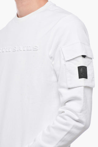 Brushed Cotton Crewneck Sweater With Embossed Logo