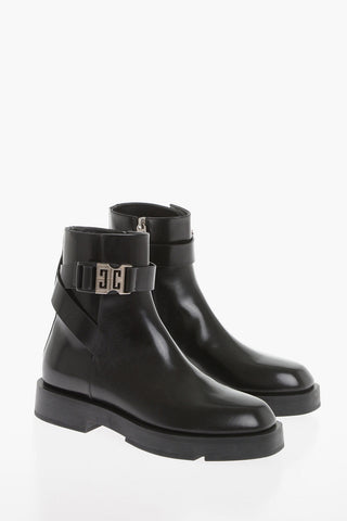 Leather Ankle Boots with Logo 4G Buckle Detail