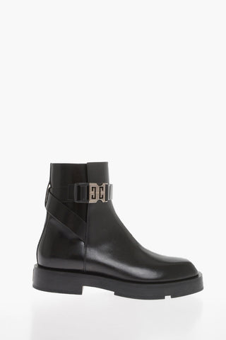 Leather Ankle Boots with Logo 4G Buckle Detail