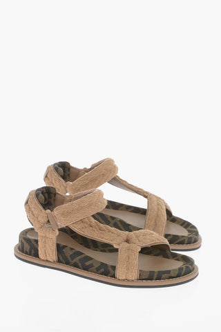 Sandali in Tessuto Monogram con Chiusura in Velcro