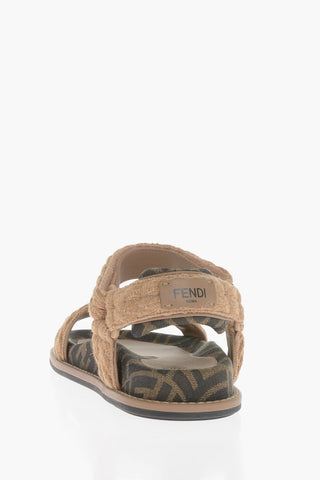 Sandali in Tessuto Monogram con Chiusura in Velcro