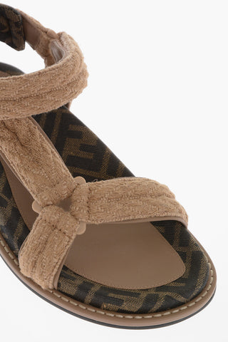 Sandali in Tessuto Monogram con Chiusura in Velcro