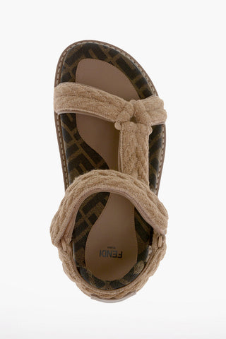 Sandali in Tessuto Monogram con Chiusura in Velcro