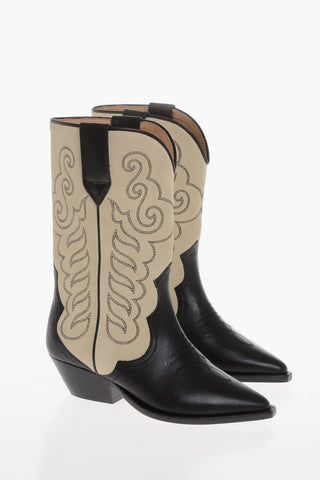 Two-Tone Leather-and-Suede Western Boots DUERTO