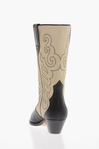 Two-Tone Leather-and-Suede Western Boots DUERTO