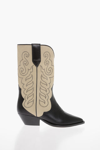 Two-Tone Leather-and-Suede Western Boots DUERTO