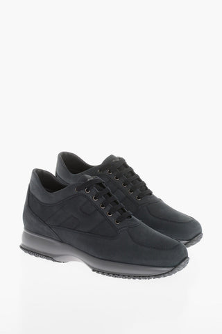 Sneakers in Nabuk con Logo Imbottito
