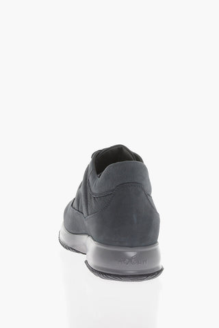 Sneakers in Nabuk con Logo Imbottito