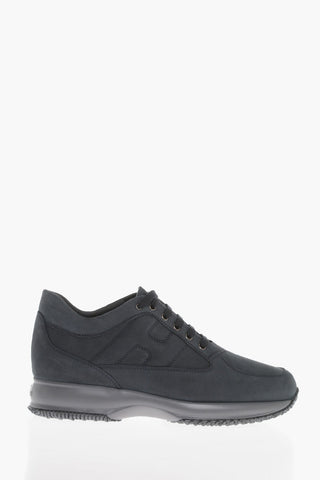Sneakers in Nabuk con Logo Imbottito