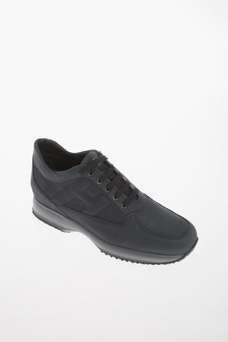 Sneakers in Nabuk con Logo Imbottito