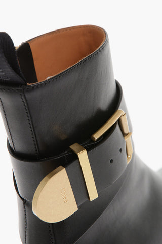 Leather Ankle Boots with Logoed Buckle