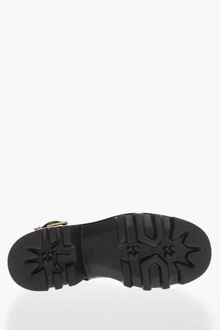 Leather Ankle Boots with Logoed Buckle