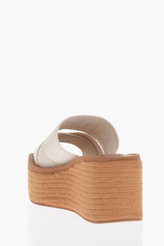 Logoed Band Sandals with Rope Wedge Heel