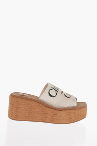 Logoed Band Sandals with Rope Wedge Heel
