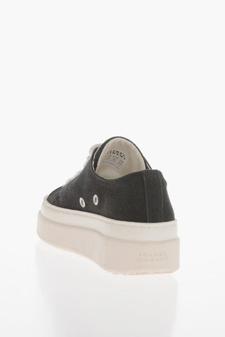 Canvas Platform Sneakers with Embroidered Logo