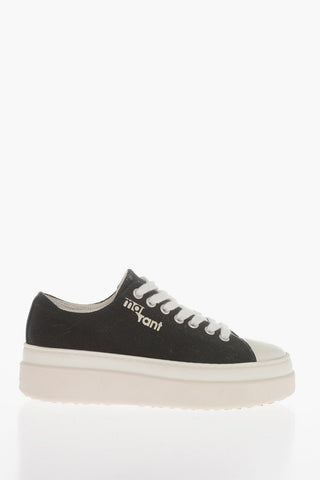 Canvas Platform Sneakers with Embroidered Logo