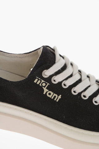 Canvas Platform Sneakers with Embroidered Logo