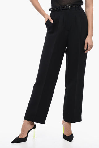 Pantaloni In Lana A Vta alta Con Pinces